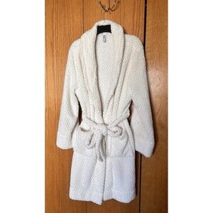 Tranquil & True Plush Bath Robe Women's Size 1X with Pockets & Belt - Ivory